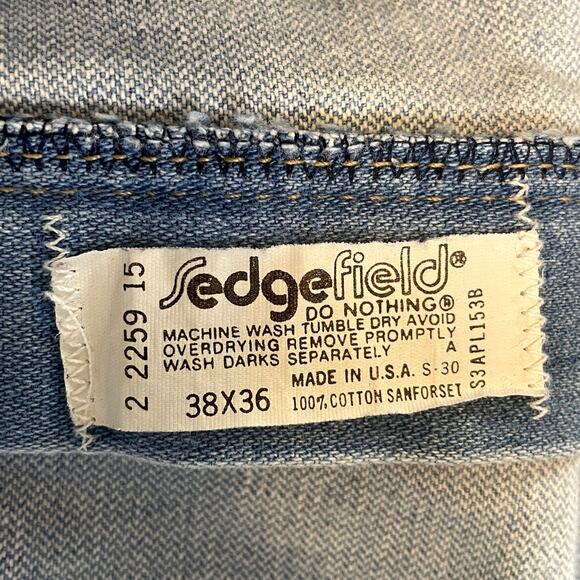 Vintage Sedgefield Jeans 38 x 36 Long Made in USA Lightwash Faded Western Work - Picture 3 of 8